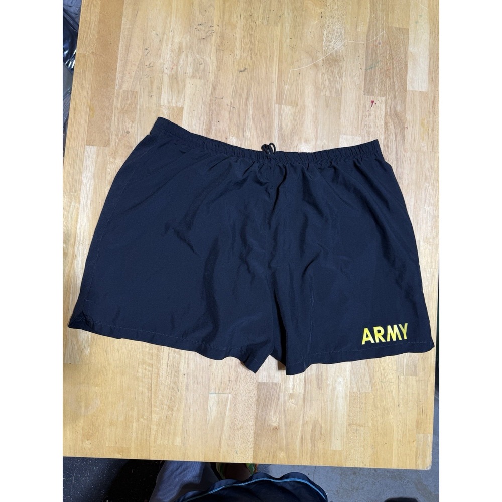 US Army APFU Physical Fitness Running Short Black Yellow Logo Lined Military 2XL